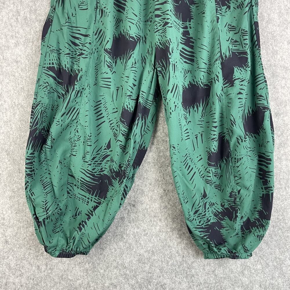 Kleen Parachute Pants Womens Medium Green Palm Print Pull On Cropped Tropical - Picture 3 of 11